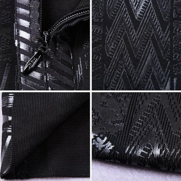 NWOT HLBandage Leather Metallic High Waist Bandage Skirt - Picture 2 of 9